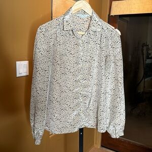 Vintage Schrader Sport New York Champagne with Black Spots Blouse Size 10